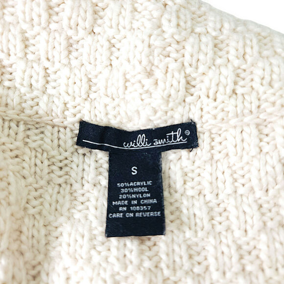 EUC Willi Smith Cowl-Neck Sweater Sz. S Cream Textured Knit Old Money Minimalist - Picture 4 of 6